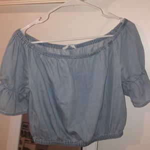 denim off the shoulder top